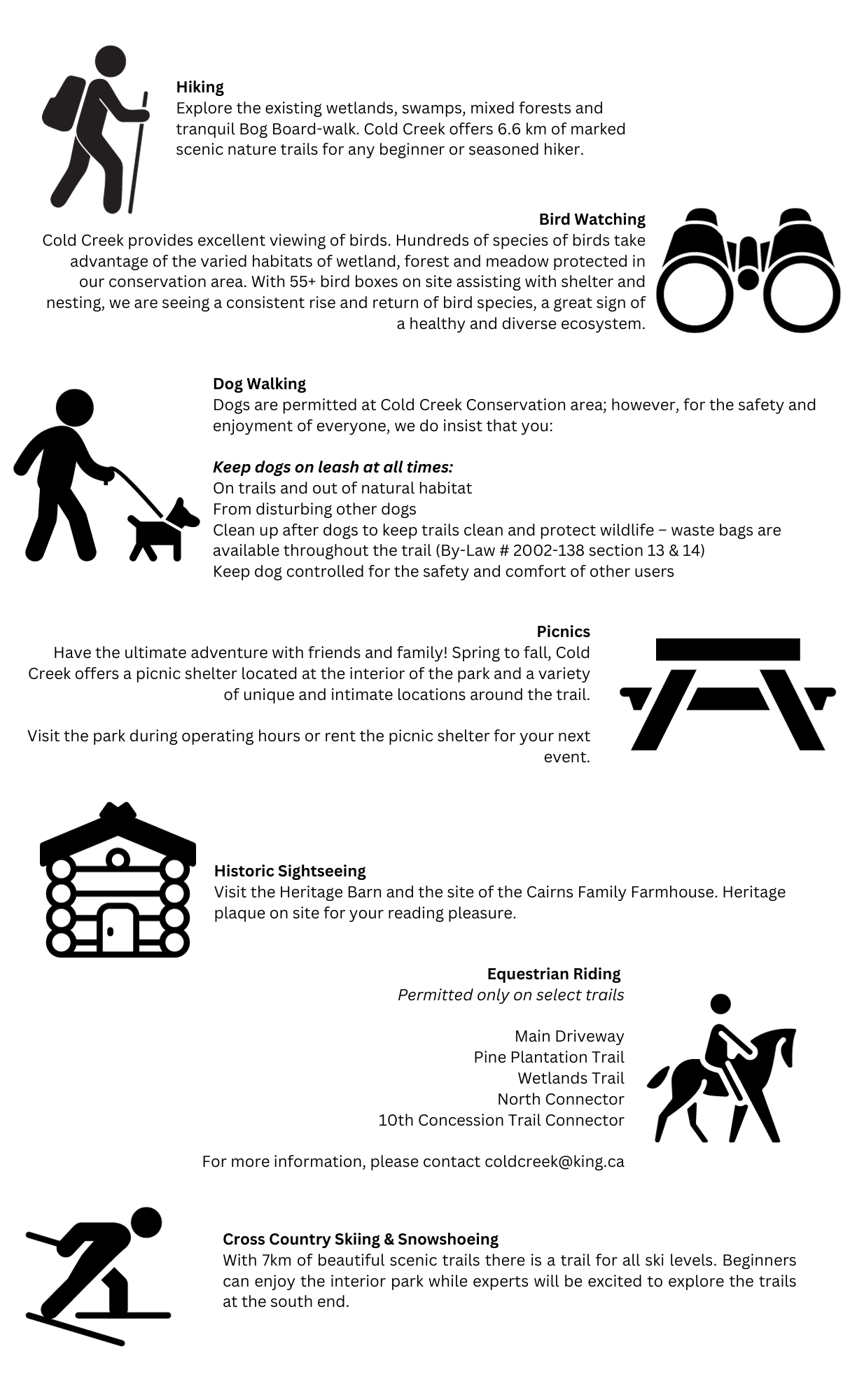 Permitted Uses Cold Creek Conservation Area
